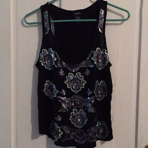Black embellished tank top